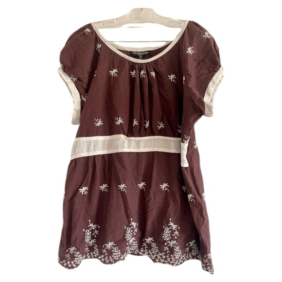 MIX NOUVEAU Women’s Brown/Cream Tunica Embroidered‎ Lace Blouse-Size Plus 3X - Picture 1 of 6